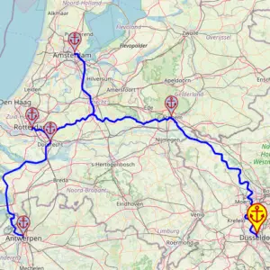 The Netherlands in Spring from Düsseldorf, 7 Nights – Viva One 22 APR – 29 APR – mapa rejsu