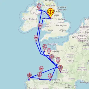 Uroki zachodniej Francji i Hiszpanii, 14 nocy – Ambition 09.05 – 23.05 – mini mapa rejsu