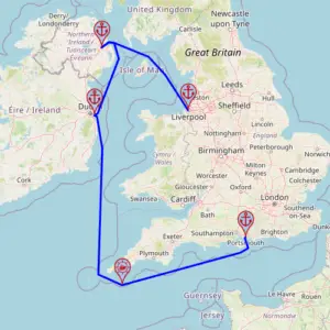 Mini wycieczka do Irlandii, 4 noce – Ambition 22.04 – 26.04 – mapa rejsu