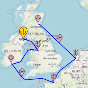 Letnie ogrody Francji i Holandii, 7 nocy – Ambition 24.06 – 01.06 – mini mapa rejsu